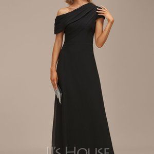 A-line Asymmetrical Floor-Length Chiffon Evening Dress